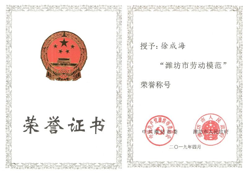 【員工風(fēng)采】龍港無(wú)機(jī)硅員工徐成海榮獲“濰坊市勞動(dòng)模范”榮譽(yù)稱(chēng)號(hào)！